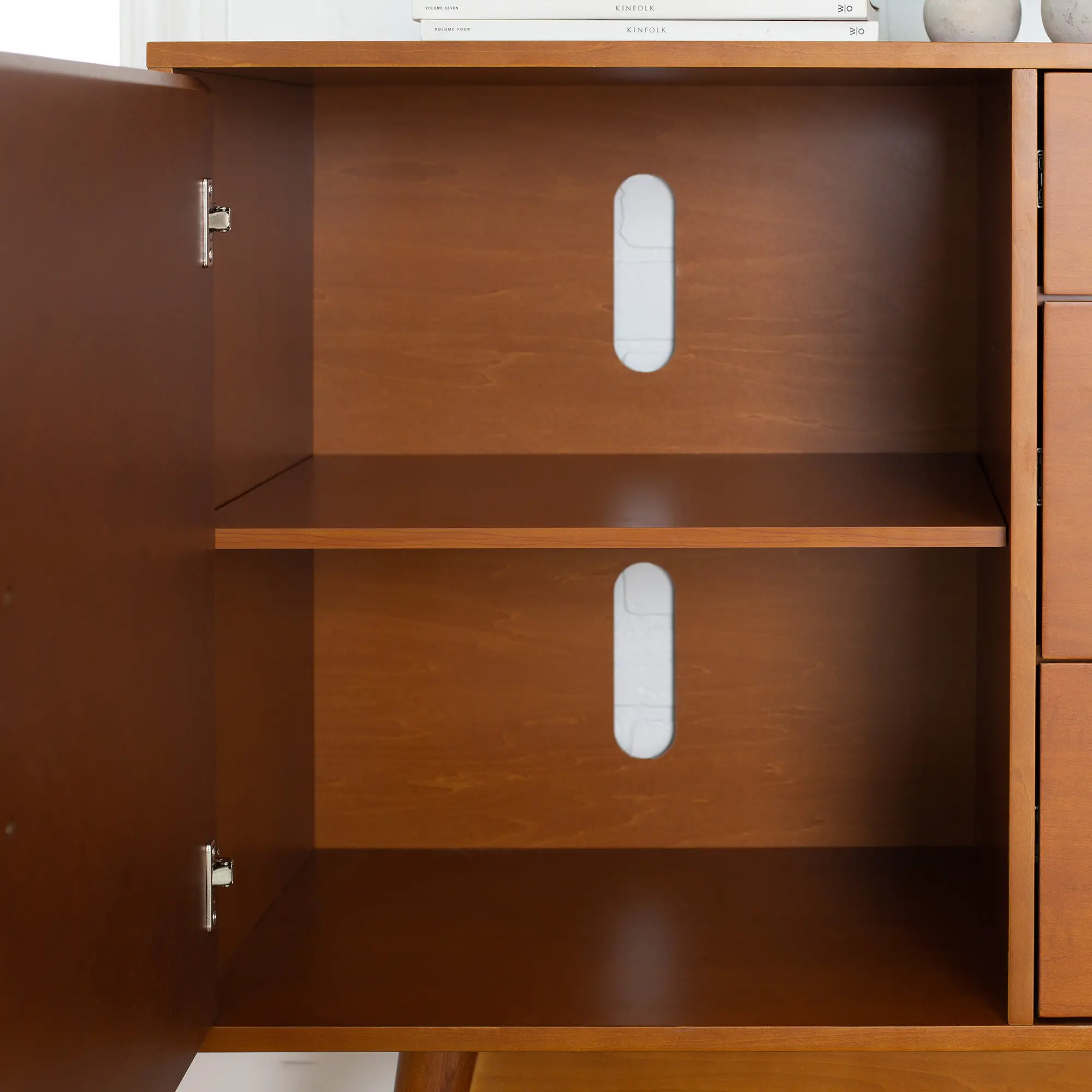 W60CMCAC 60 Inch Mid Century Modern Wood TV Stand - Acorn-4