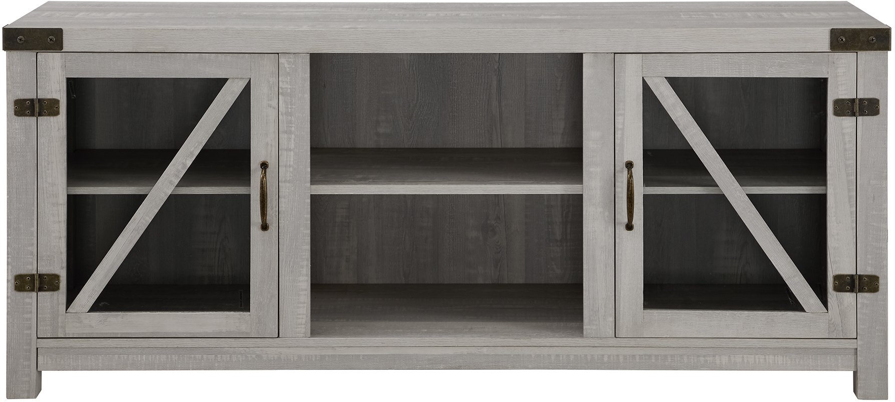 W58BDGDST 58 Inch Rustic Farmhouse TV Stand - Stone Grey-2