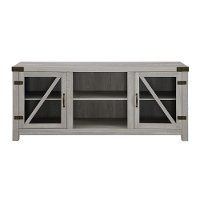 58 Inch Rustic Farmhouse TV Stand - Stone Grey-2