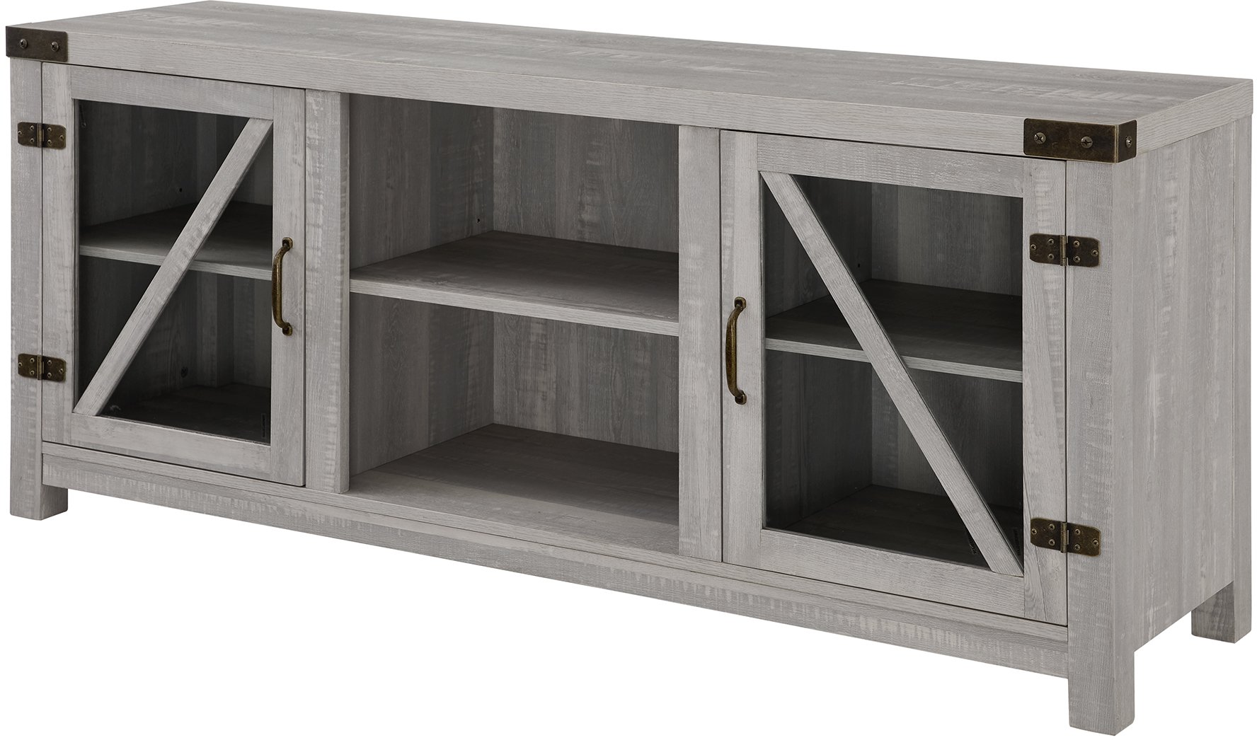 W58BDGDST 58 Inch Rustic Farmhouse TV Stand - Stone Grey-3