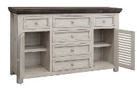 Farmhouse White and Gray Dining Room Buffet - Stone-2