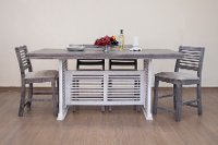 Farmhouse White and Gray 5 Piece Counter Height Dining Set with Gray Stools - Stone