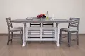 Stone Farmhouse White and Gray 5 Piece Counter Height Dining Set with Gray Stools