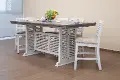 Stone Farmhouse White and Gray 5 Piece Counter Height Dining Set with White Stools
