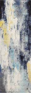 E110-IVBL-2.6X8-5570A Traditional Amos Ivory, Gold and Blue 8 Foot Runner Rug - Everek