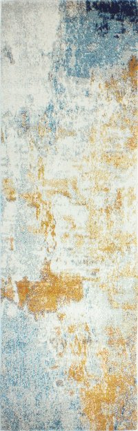 Traditional Alba Ivory, Gold and Blue 8 Foot Runner Rug - Everek