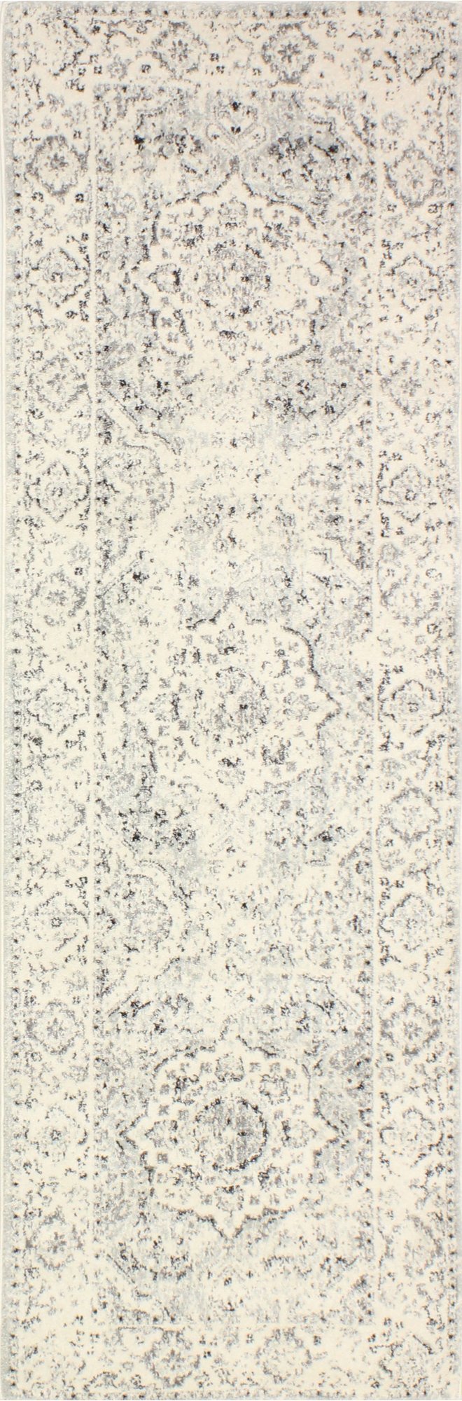 Traditional Alberta Ivory and Blue 8 Foot Runner Rug - Everek-1