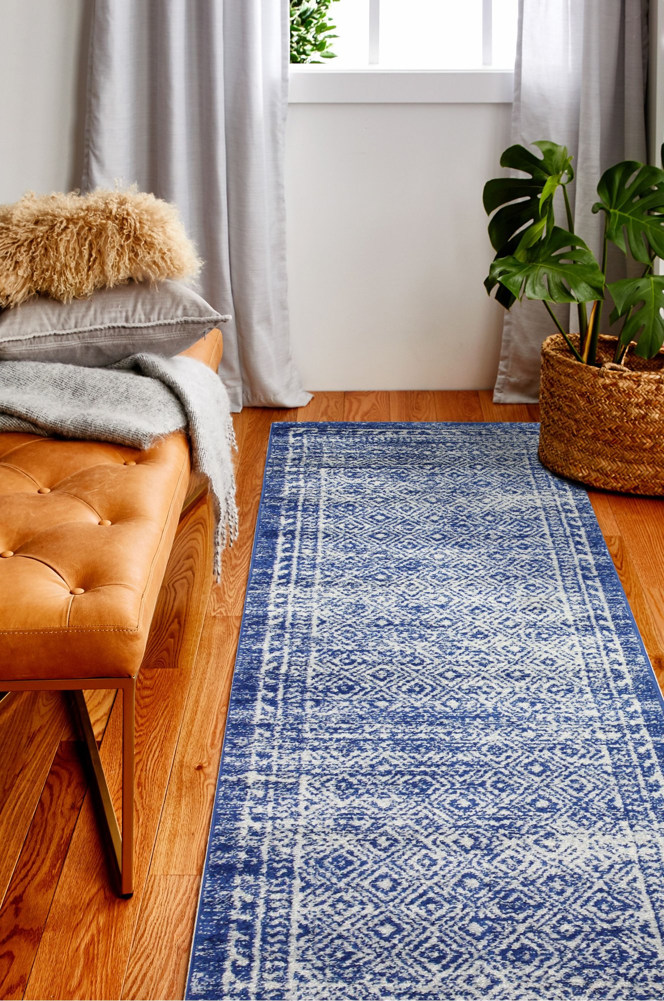 Transitional Zaylee Blue 8 Foot Runner Rug - Mayfair-2