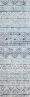 Transitional Zeisha Blue and Ivory 8 Foot Runner Rug - Mayfair