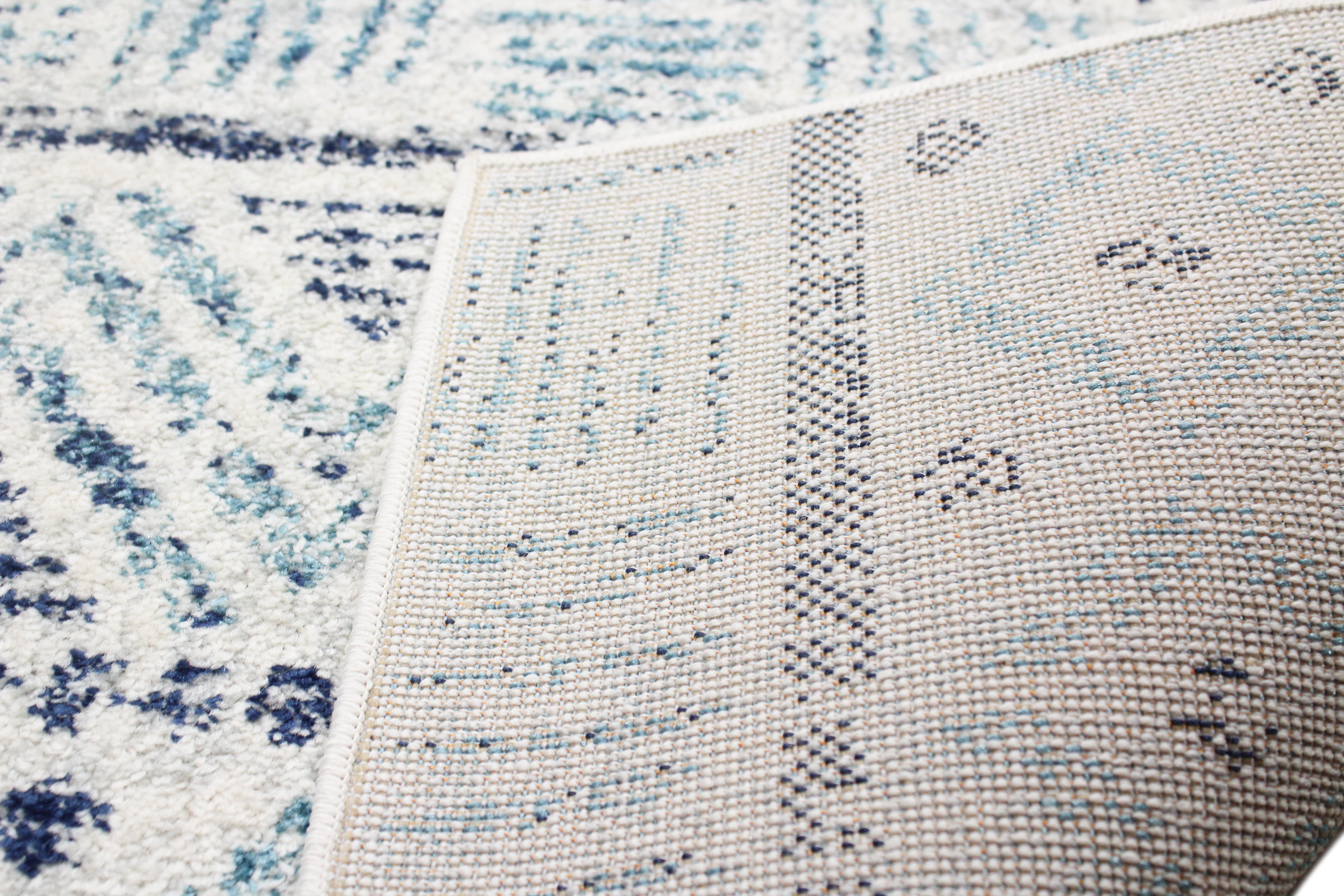 Transitional Zeisha Blue and Ivory 8 Foot Runner Rug - Mayfair-4