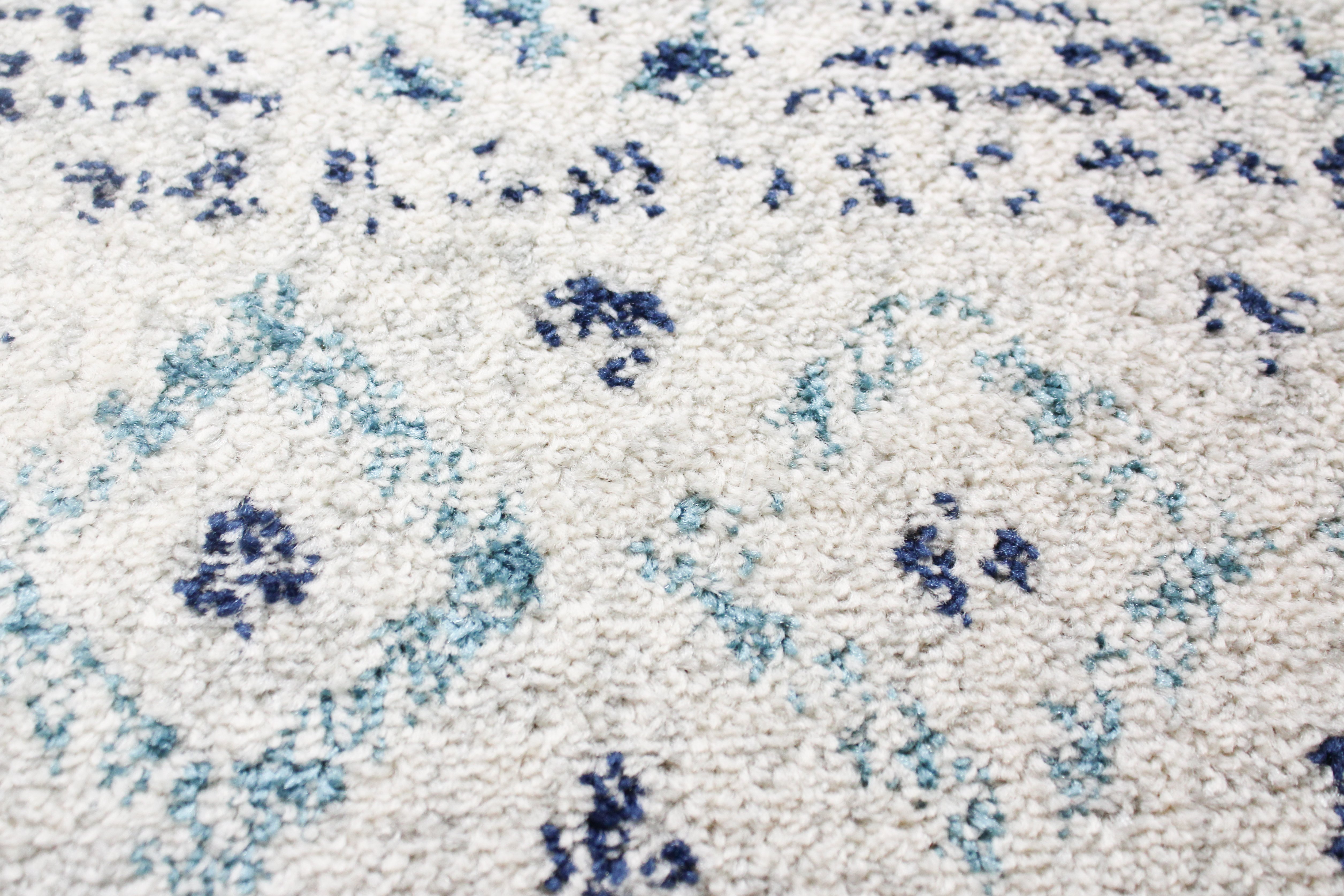 Transitional Zeisha Blue and Ivory 8 Foot Runner Rug - Mayfair-5