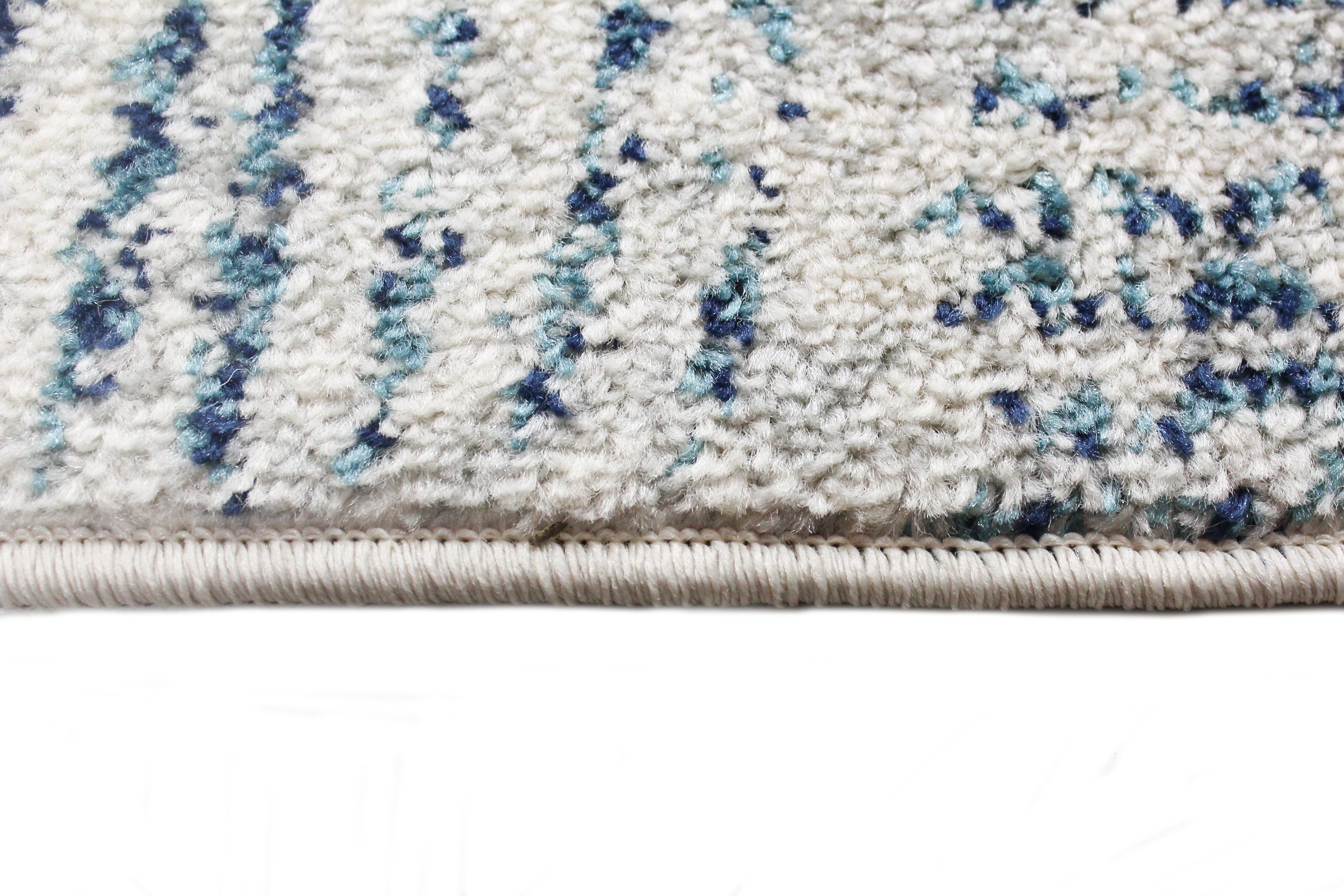 Transitional Zeisha Blue and Ivory 8 Foot Runner Rug - Mayfair-6