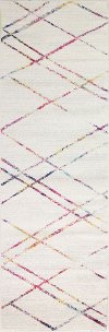 M147-IV-2.6X8-MR605 Transitional Zelah Ivory and Pink 8 Foot Runner Rug - Mayfair