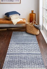 Transitional Zemarah Blue and Ivory 8 Foot Runner Rug - Mayfair-1