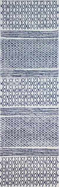 Transitional Zemarah Blue and Ivory 8 Foot Runner Rug - Mayfair-2