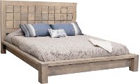 Rustic Whitewashed Queen Platform Bed - Vista-2