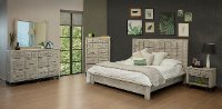 Rustic Whitewashed 4 Piece Queen Bedroom Set - Vista