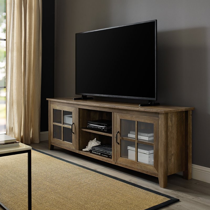 70 Inch Farmhouse Wood TV Stand - Rustic Oak | RC Willey ...