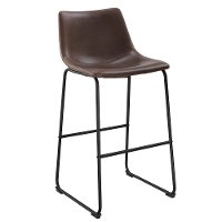 Industrial Brown Faux Leather Bar Stools (Set of 2)-3