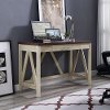 46 Inch Modern Computer Desk - White Oak Base/Traditional Brown Top