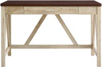 46 Inch Modern Computer Desk - White Oak Base/Traditional Brown Top-3
