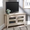 Modern Farmhouse 44 Inch Wood Corner TV Stand - White Oak