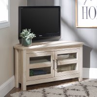 Modern Farmhouse 44 Inch Wood Corner TV Stand - White Oak