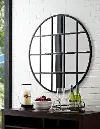M40BEVWBL 40 Inch Round Modern Black Window Wall Mirror