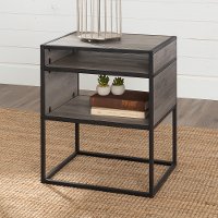 Industrial Modern Side Table - Grey Wash