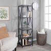 61 Inch Metal Wood Bookcase - Grey Wash