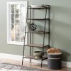 72 Inch Industrial Ladder Bookcase - Gray Wash