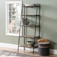 72 Inch Industrial Ladder Bookcase - Gray Wash