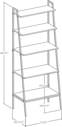 72 Inch Industrial Ladder Bookcase - Gray Wash-5