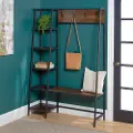 HT72ASSDW 66 Inch Rustic Dark Walnut Industrial Hall Tree
