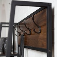 66 Inch Rustic Dark Walnut Industrial Hall Tree-2