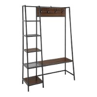 66 Inch Rustic Dark Walnut Industrial Hall Tree-3