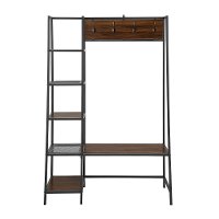 66 Inch Rustic Dark Walnut Industrial Hall Tree-4