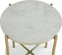Modern Round Side Table - White Marble & Gold-2