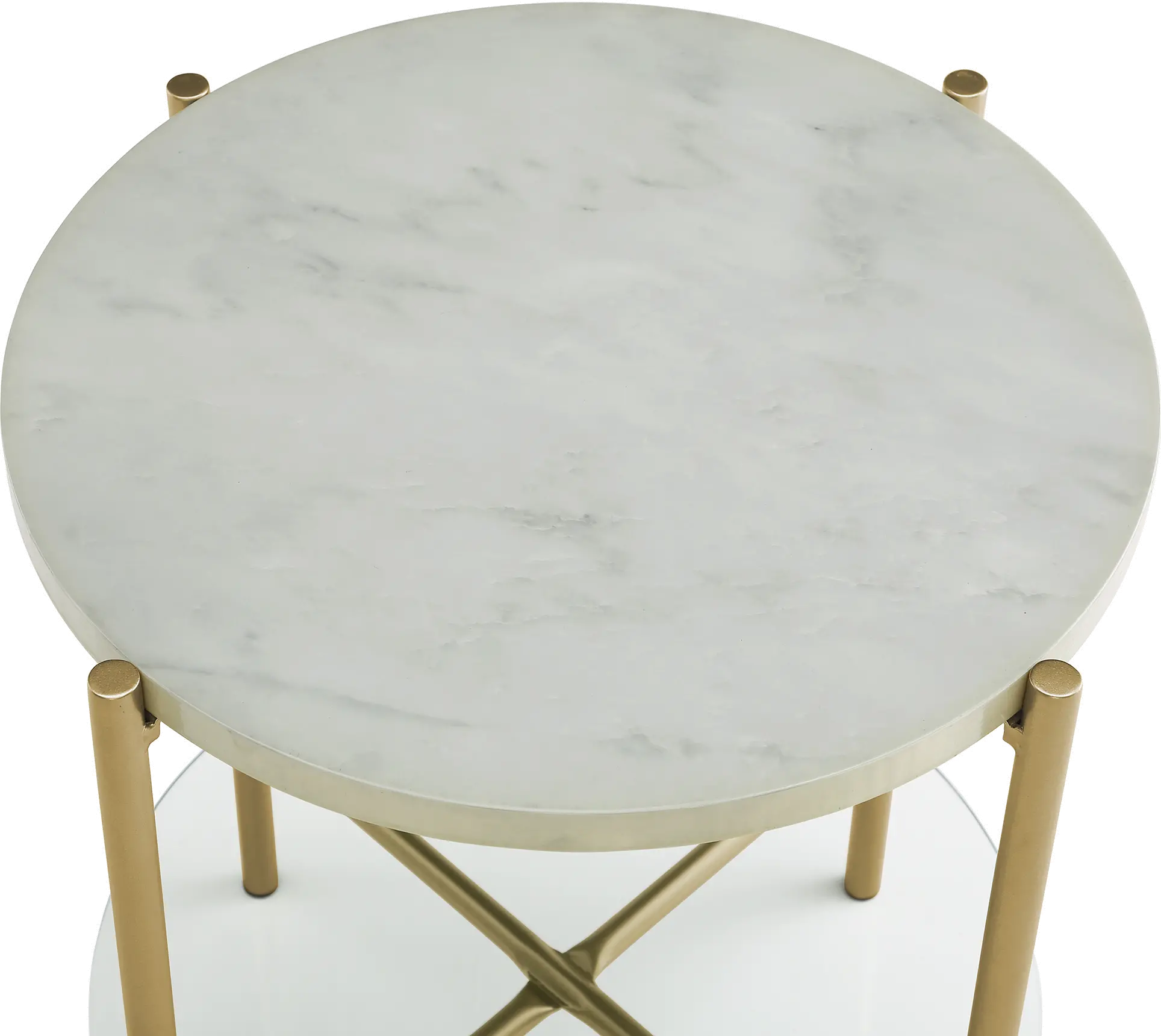 AF20SRDSTMGD Modern White Marble Top Round Side Table - Cleo-2