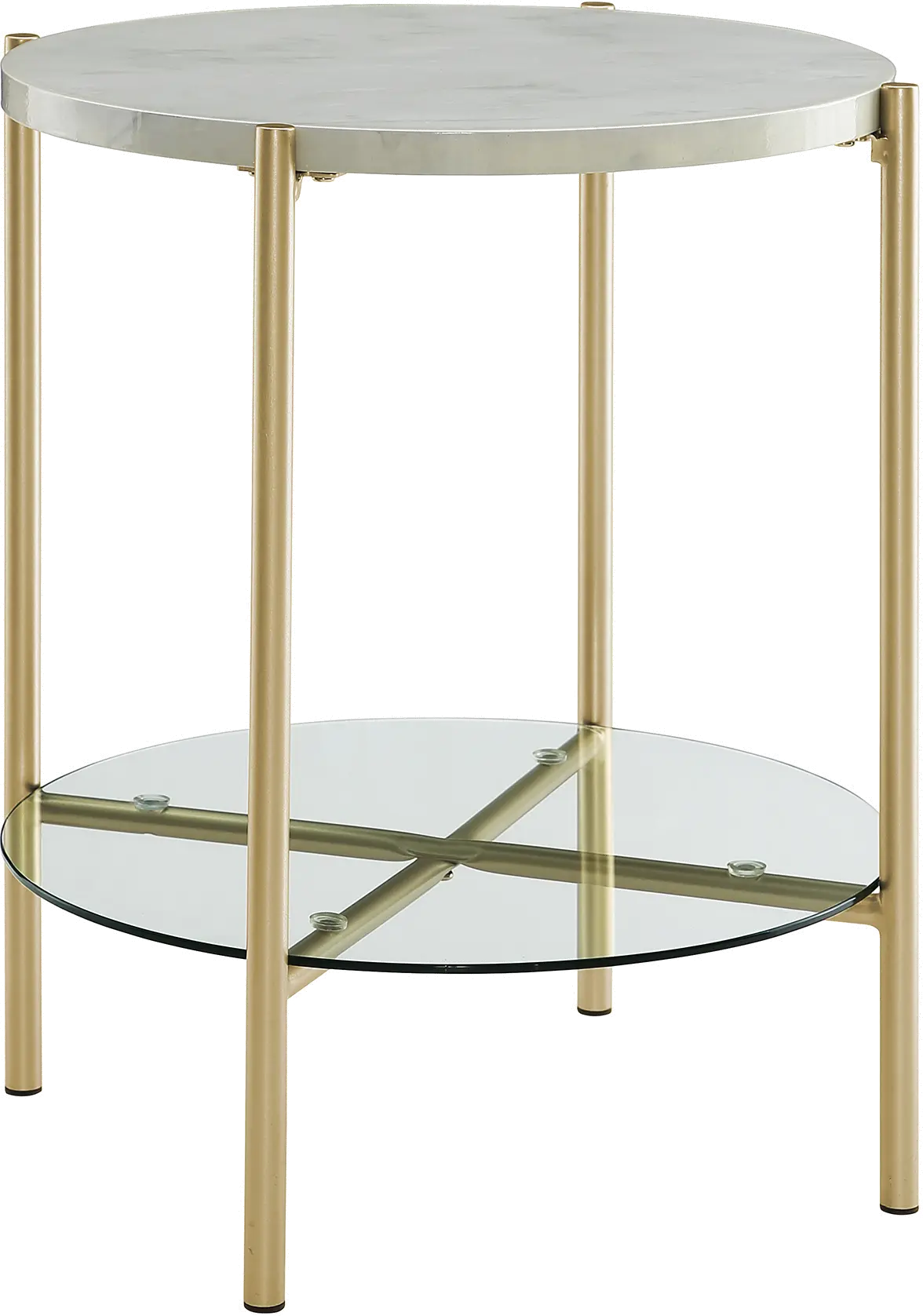 AF20SRDSTMGD Modern White Marble Top Round Side Table - Cleo-3