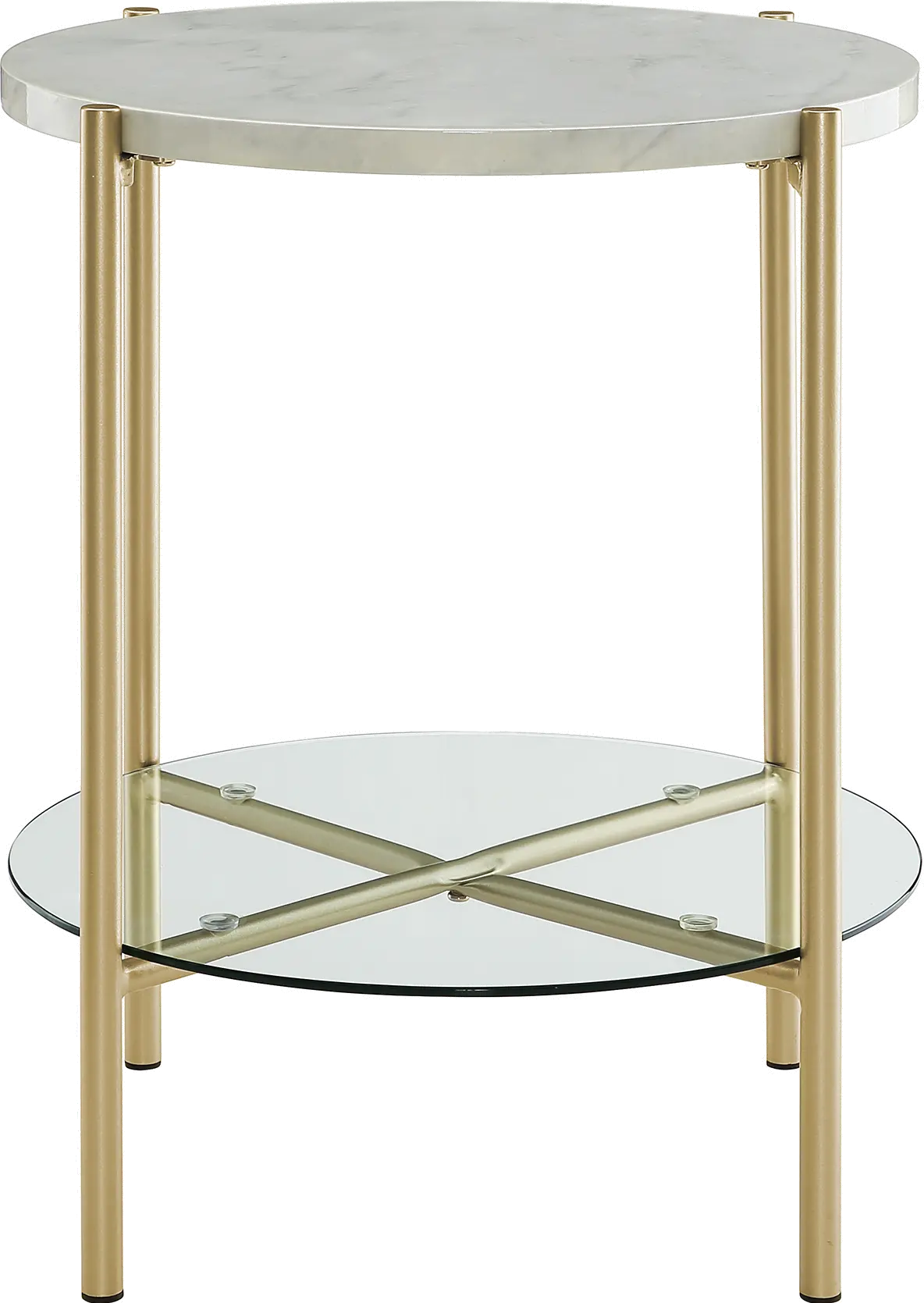 AF20SRDSTMGD Modern White Marble Top Round Side Table - Cleo-4