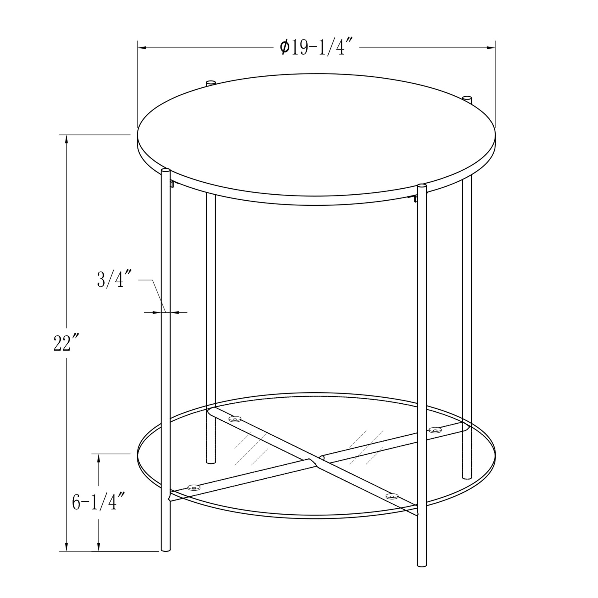 AF20SRDSTMGD Modern White Marble Top Round Side Table - Cleo-5