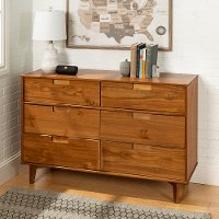 BR6DSLDRCA Mid Century Modern Caramel Brown Dresser - Sloane