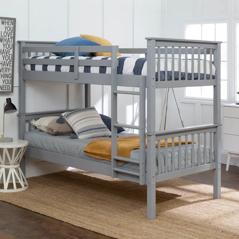 BWTOTMSGY Mission Gray Twin-over-Twin Bunk Bed - Walker Edison