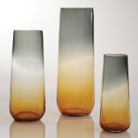 15 Inch Gray and Amber Ombre Taper Vase