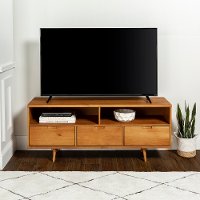 Mid Century 58 Inch Modern TV Stand - Caramel