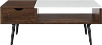 Mid Century Modern Faux Marble Coffee Table - Dark Walnut-4