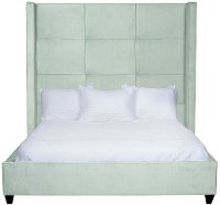 Contemporary Seafoam Green Queen Upholstered Bed - Nina