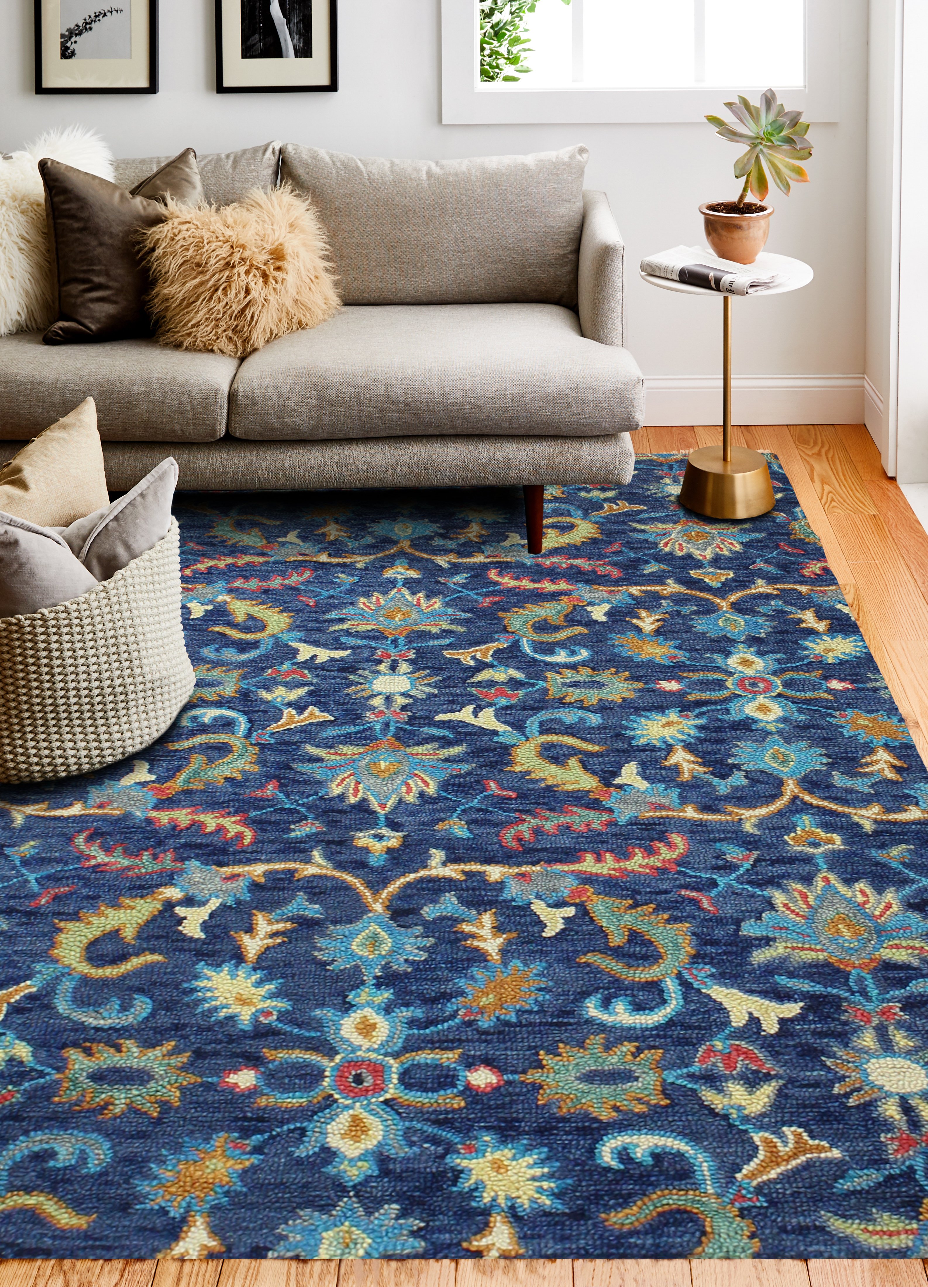 Transitional Danbury Navy Blue 8 Foot Runner Rug - Valencia-3
