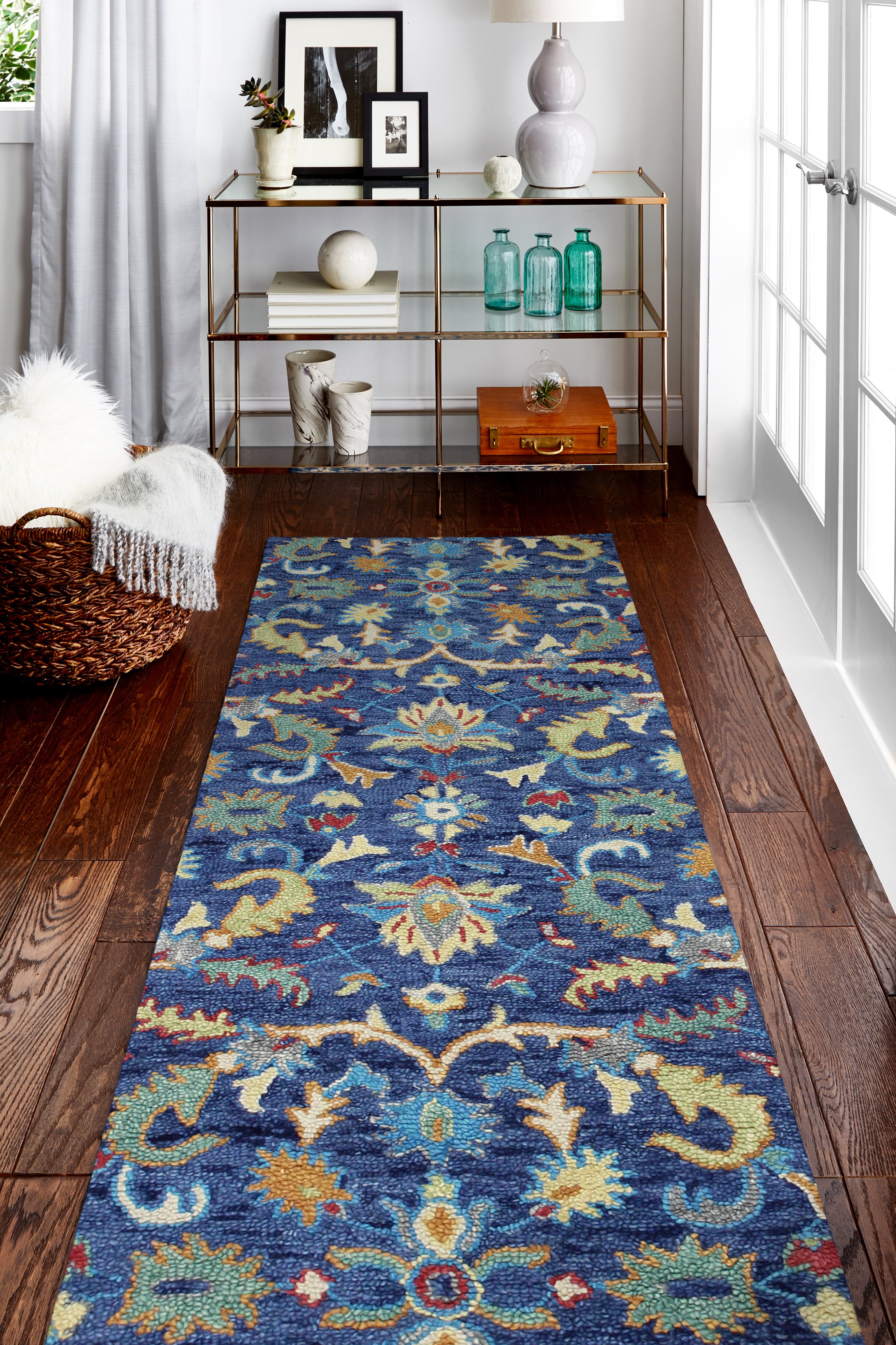 Transitional Danbury Navy Blue 8 Foot Runner Rug - Valencia-6